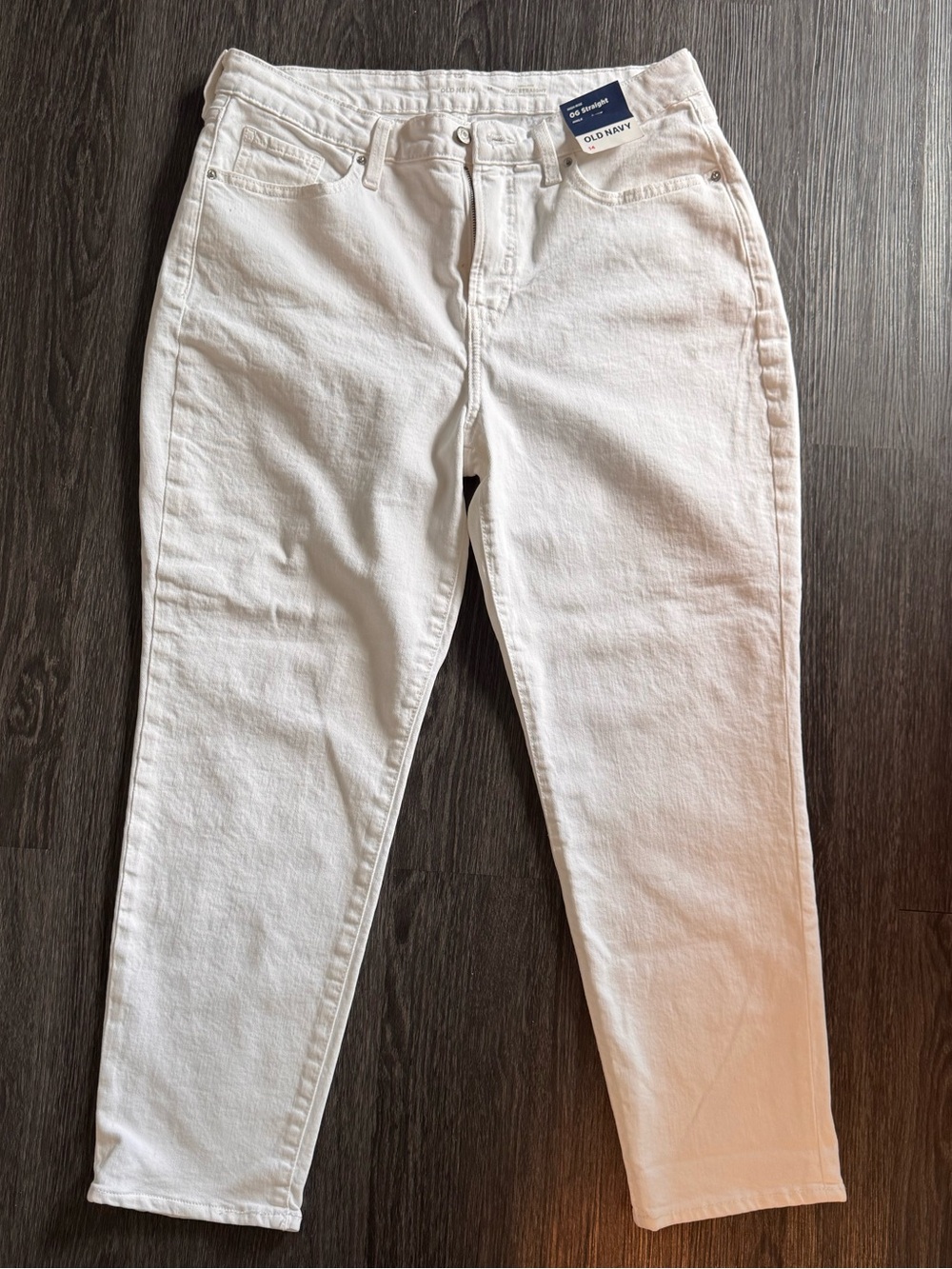 NWT Old Navy High-Waisted OG Straight Jeans White Size 14 Mom Jeans 90s